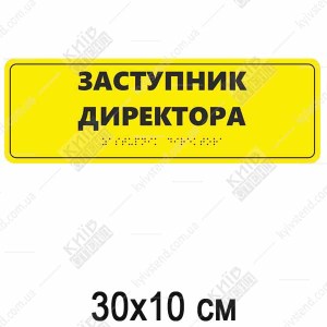 Тактильна табличка з шрифтом Брайля ЗАСТУПНИК ДИРЕКТОРА (03324)